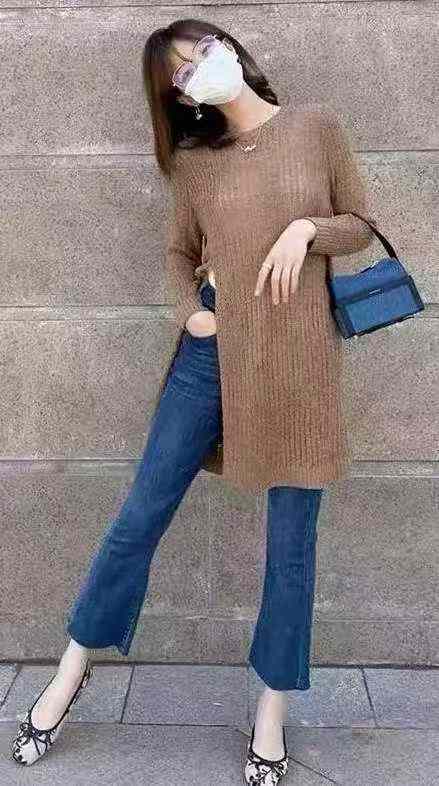 پلیور یقه گرد گشاد تک رنگ وینتیج برند اصلی، سایز S تا L، حدود ۱۸۰ عدد - Image 6