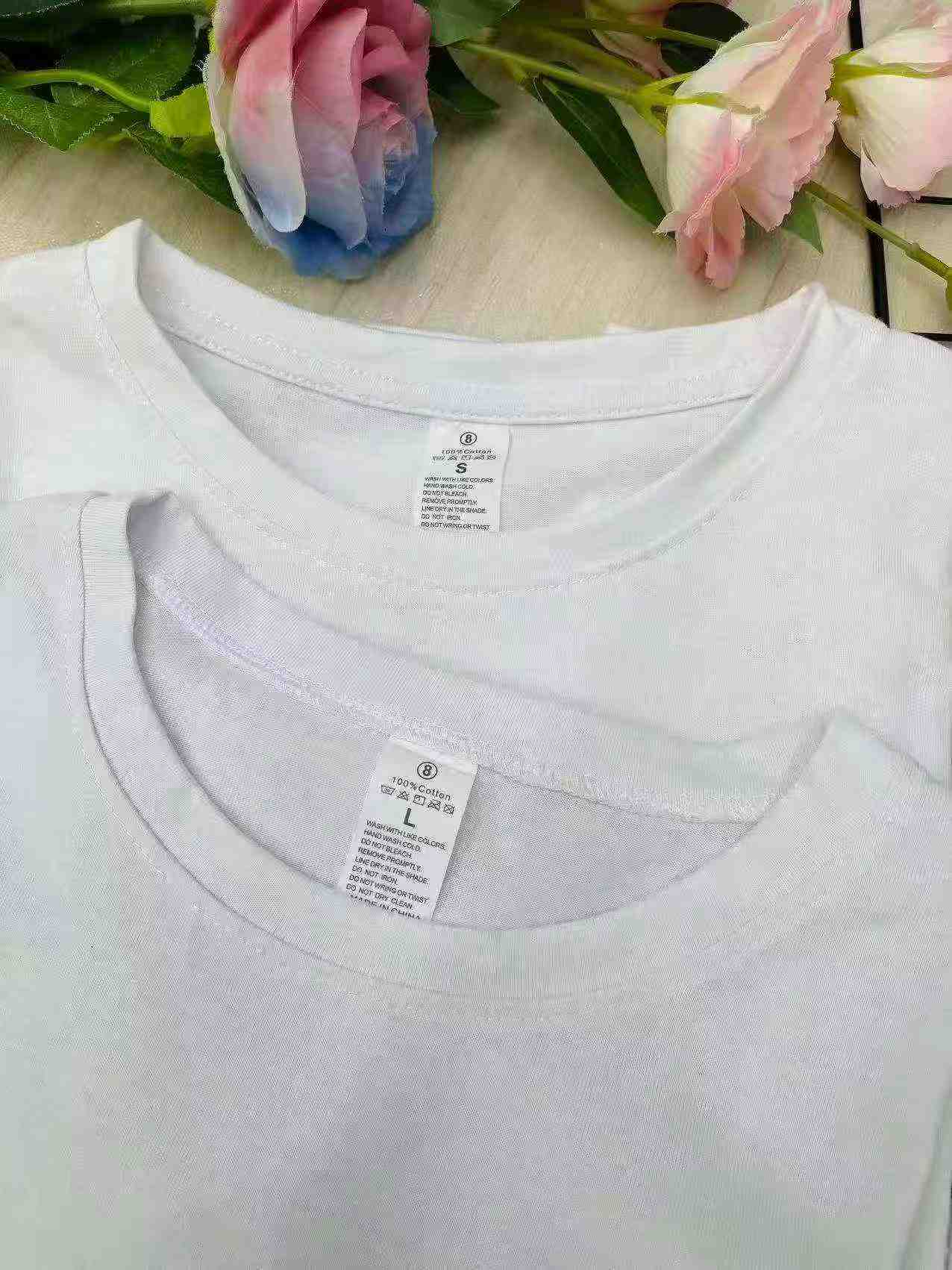 White Plain 210g Cotton Short Sleeve T-shirts Total 1944 Pieces - Image 2