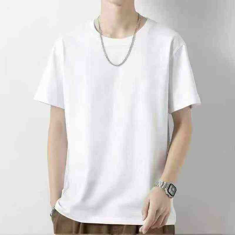 White Plain 210g Cotton Short Sleeve T-shirts Total 1944 Pieces - Image 5
