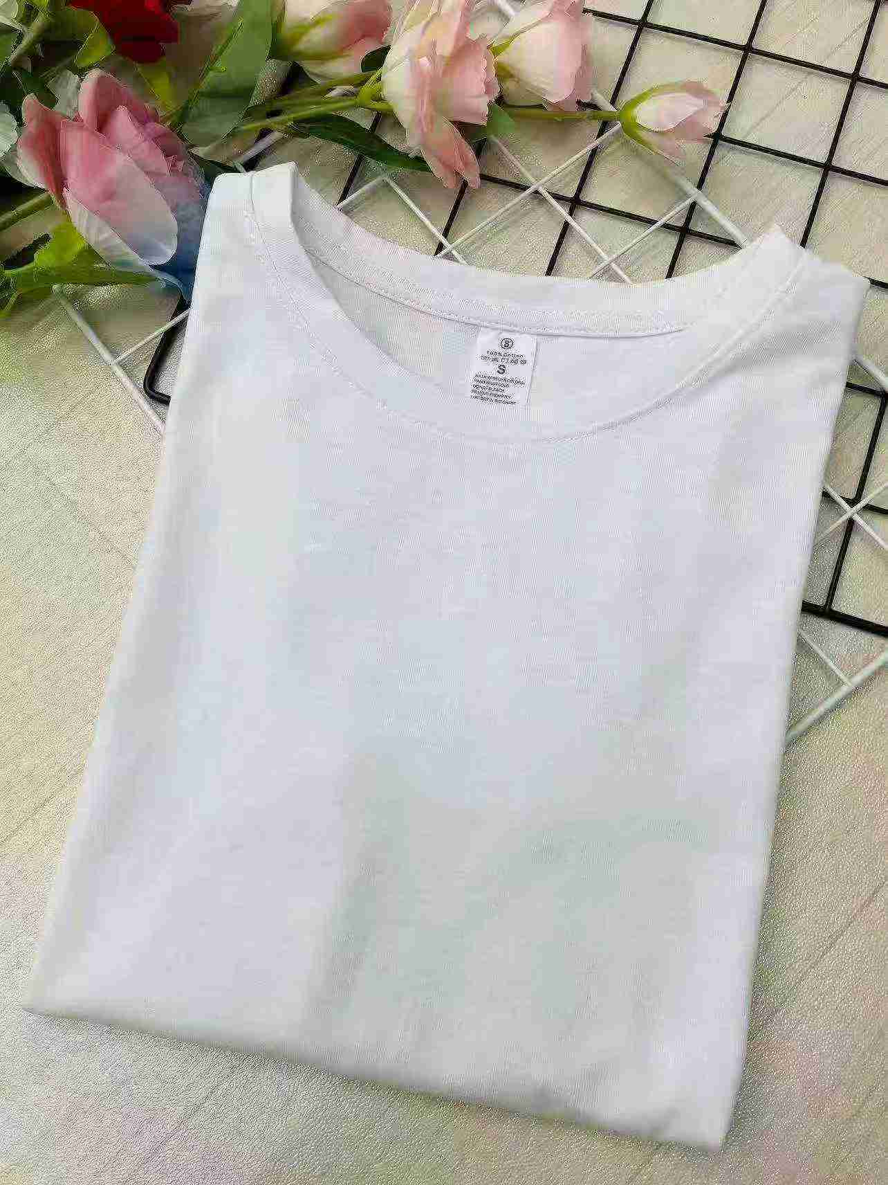 White Plain 210g Cotton Short Sleeve T-shirts Total 1944 Pieces - Image 9