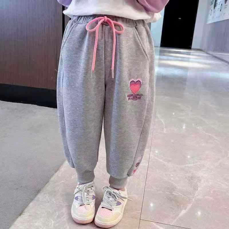 500 Pcs Autumn Winter Kids Fleece Embroidered Sweatpants - Image 1