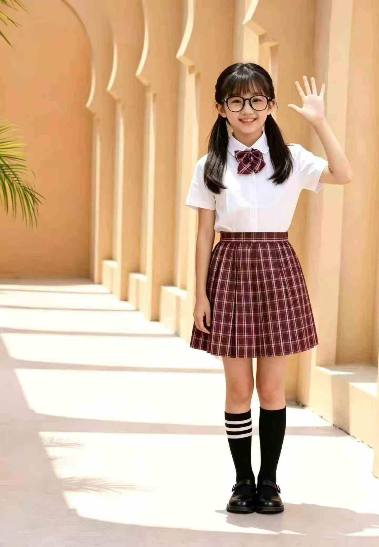 8000 Set Kemeja Putih Kapas Musim Panas & Set Rok Anti-Gelincir Dengan Tag - Image 1
