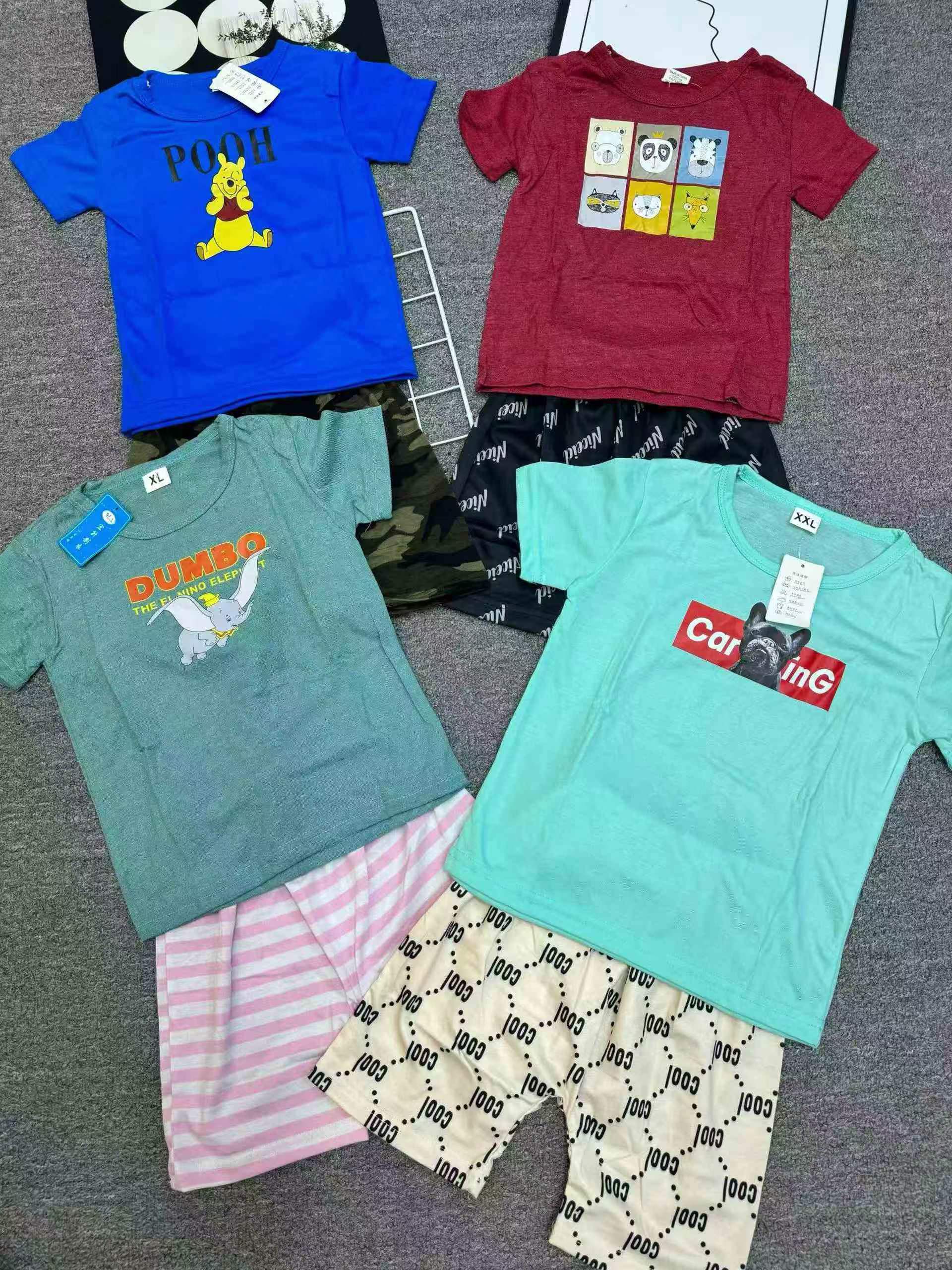 15000套新款夏季休闲糖果色儿童短袖套装 - Image 1