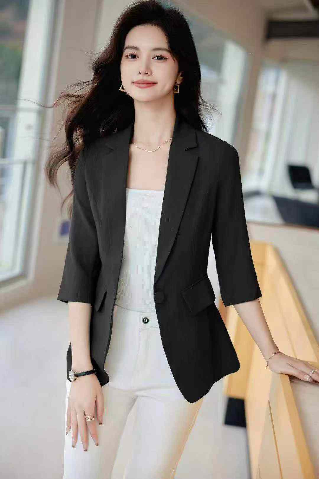 High Quality Women's Elbow Sleeve Blazer, 3 Colors, Factory Original Packing, S-4XL, Total 600 Pcs (285#601) - Image 1