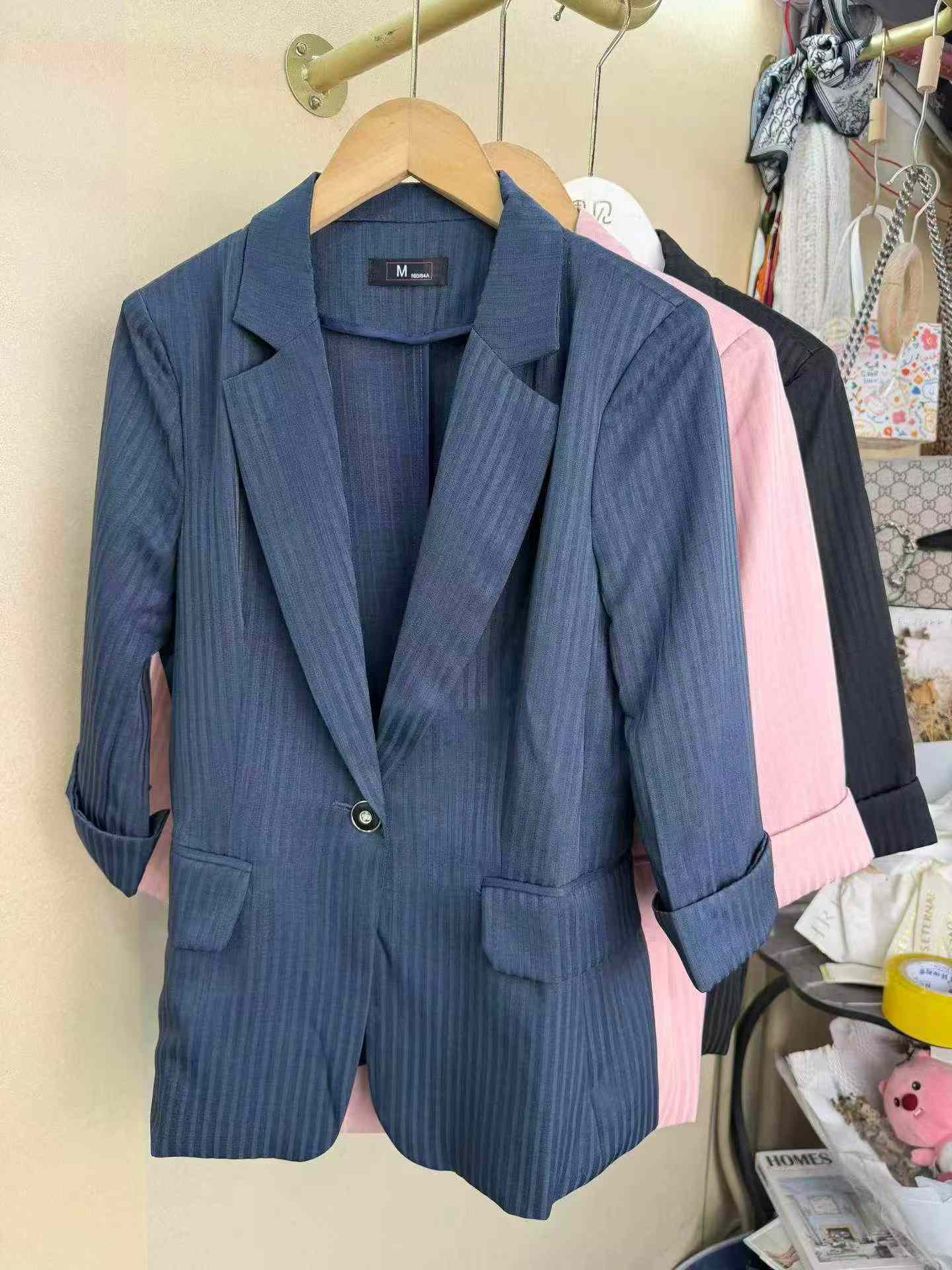 Women's Stylish Striped Half Sleeve Blazer, 320 Pieces Total - Image 1
