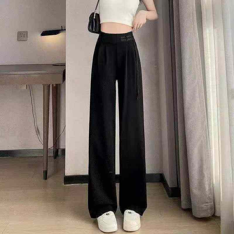 New Chinese Style High Waist Wide Leg Casual Women Pants, 600PCS, 2 Colors, SM Size, Individually Packed (8808#602) - Image 1