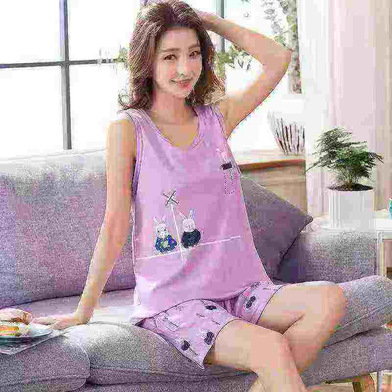 506 Sets Compact Cotton Printed Casual Vest Loungewear Set - Image 1