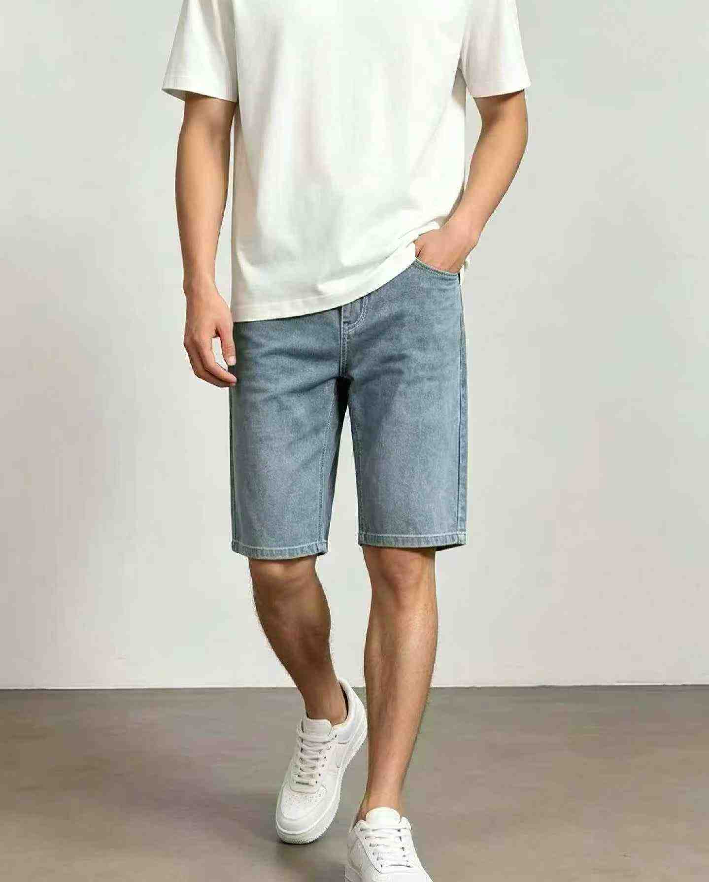 Summer New Stretch Men's Original Brand Denim Shorts, About 1000 Pieces - Image 1
