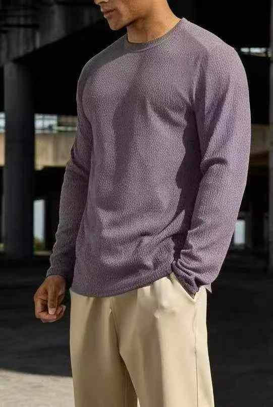 Original Brand Men's Loose Plain Ice Silk Knit Long Sleeve Tops, 480 Pieces, Size M-2XL - Image 1