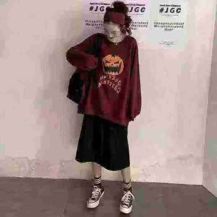 290 Pcs Loose Oversized Drop Shoulder Crew Neck Printed Cotton Sweatshirts S-XL Individual Packing - Image 1