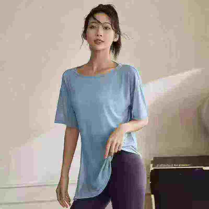 About 180 Pcs Summer Thin Loose Slit Yoga Short Sleeve T-shirts Bulk Clearance - Image 1