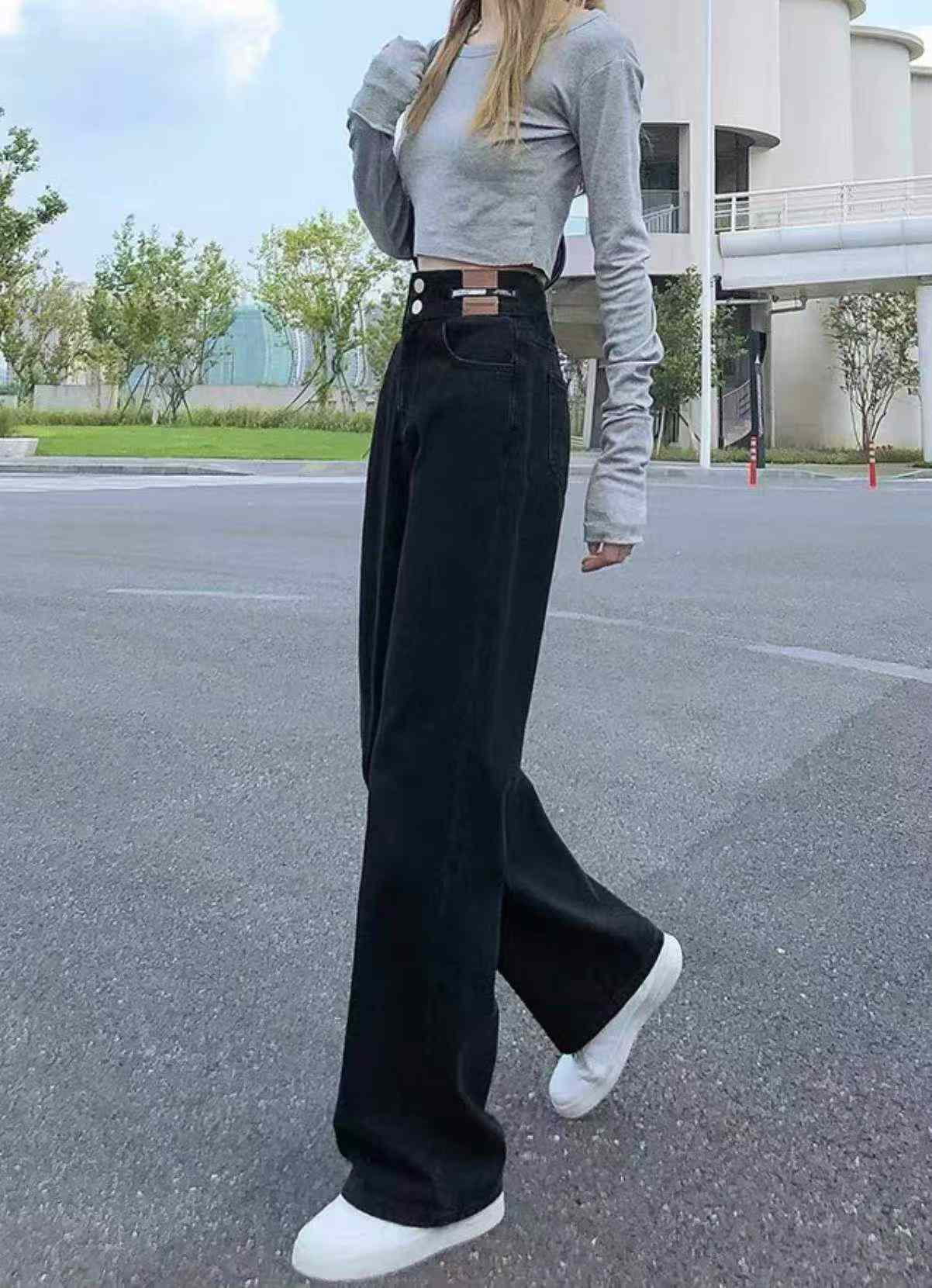 210 Pieces XS-S Size Spring Summer Vintage High Waist Wide Leg Jeans - Image 1