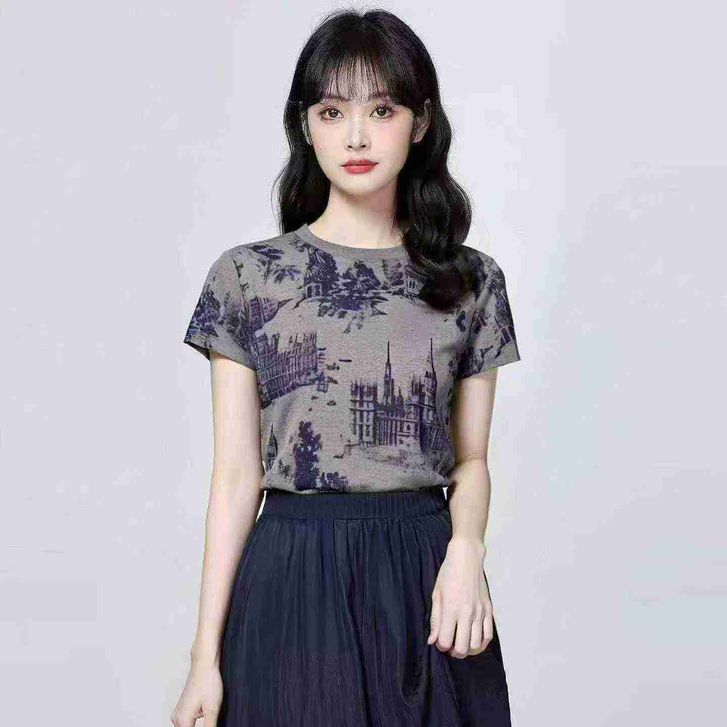T-Shirt Kapas Cetakan Tie-Dye Vintage 491 Keping - Image 1