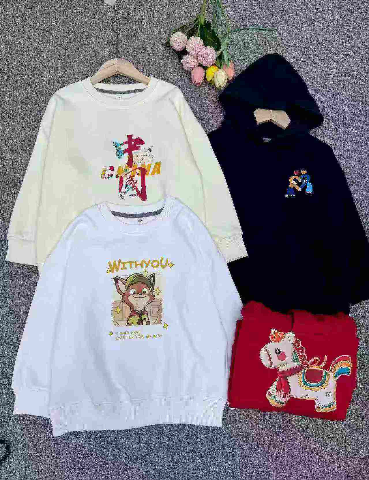 2060 Pcs Unisex Kids Cute Loose Cotton Sweaters - Image 1