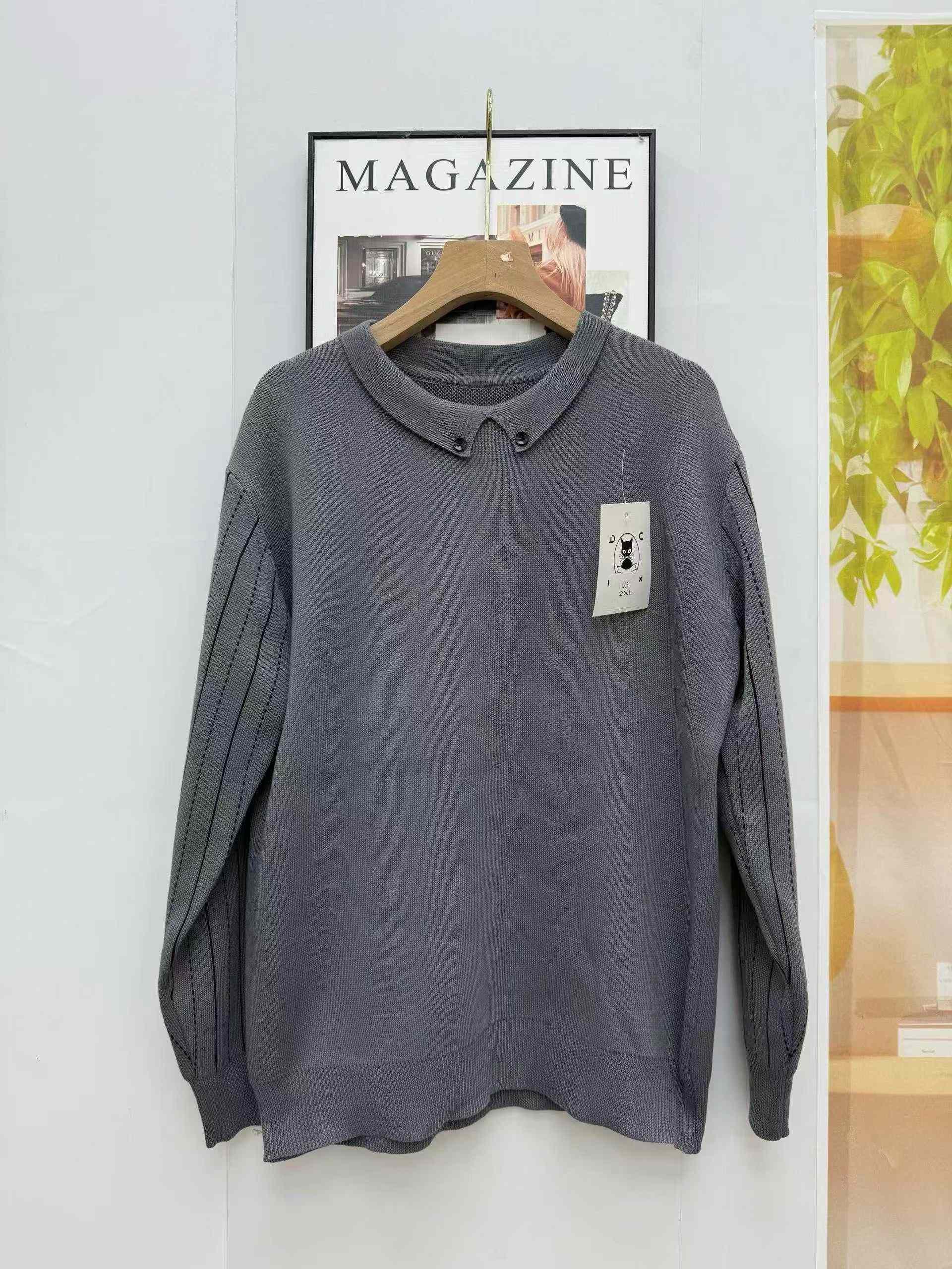 Nouveau Pull Tricoté Homme Rayé Faux 2-en-1 à Manches Longues, Col Polo, Tailles M-2XL, 310 Pièces - Image 1