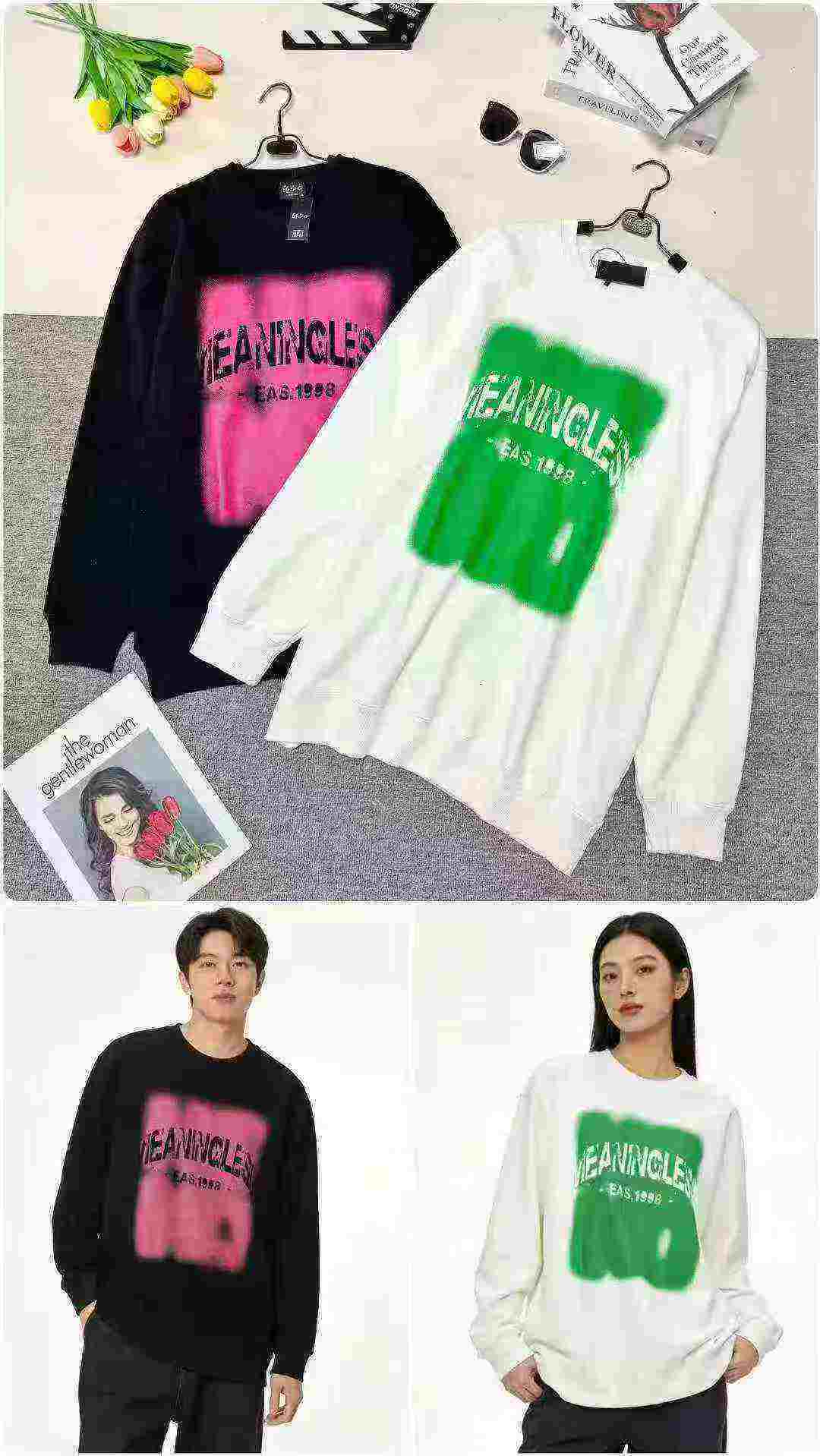 About 310 Pieces High Quality Heavy Weight Printed Cotton Unisex Sweatshirts - Image 1
