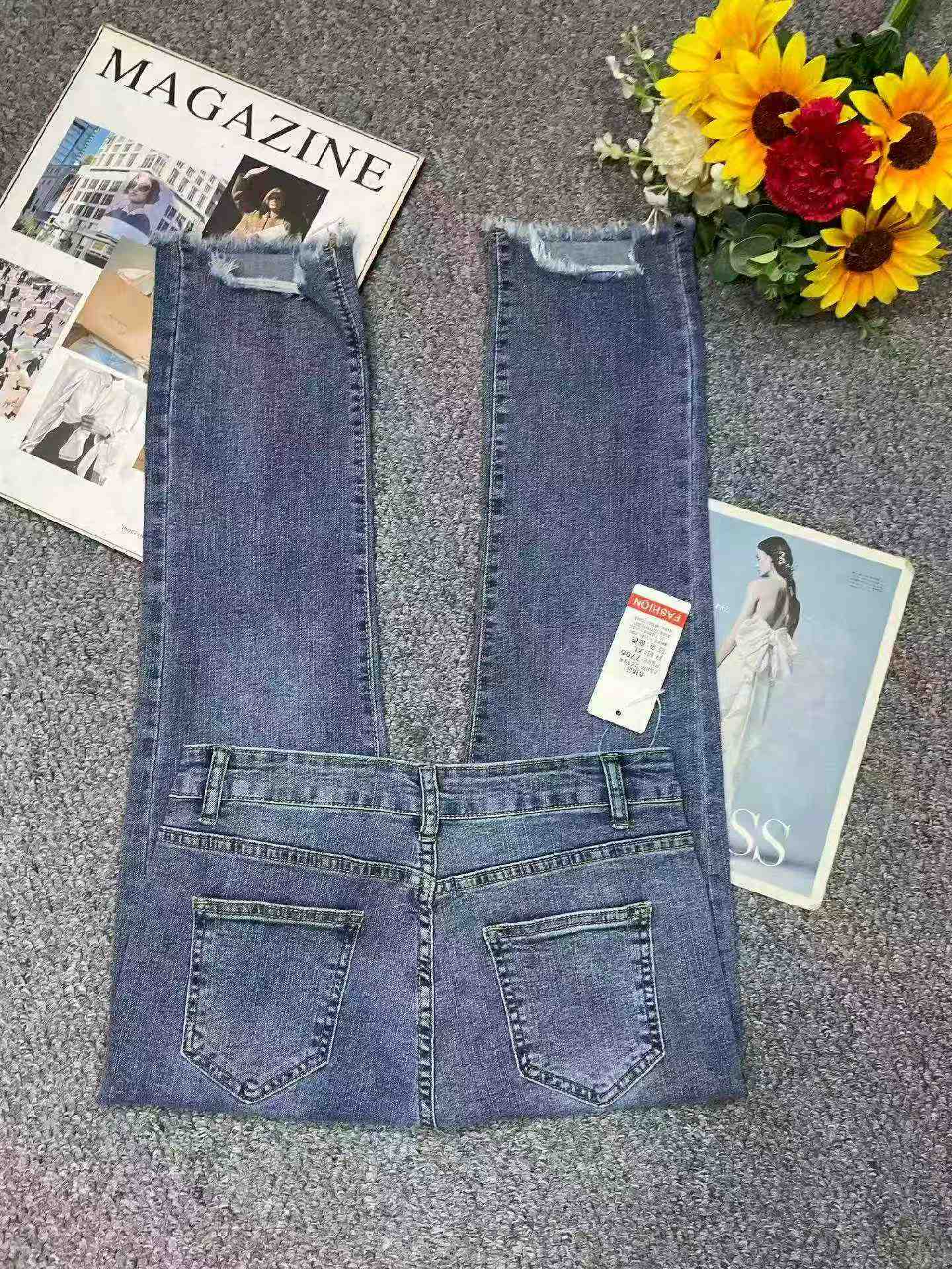 Yeni İlkbahar Yaz Yüksek Kaliteli Retro Yüksek Esnek Düz Sigara Pantolon, S-4XL, Yaklaşık 460 Adet - Image 1