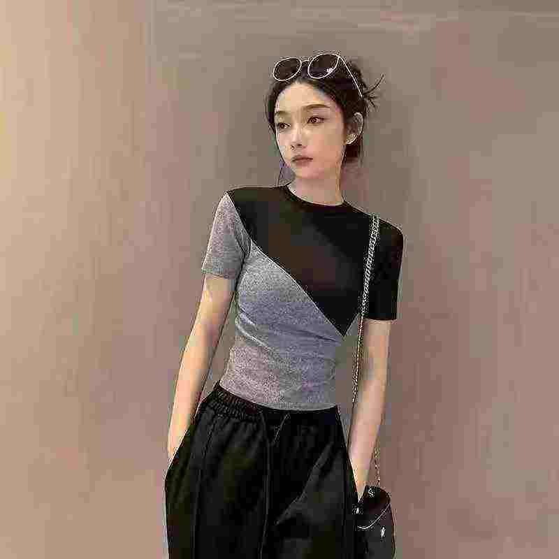 Around 800 Pcs High Quality Summer Colorblock Stretchy Tops - Image 1