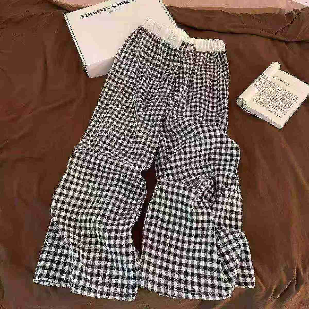 Pantalons à carreaux de style coréen, plusieurs couleurs en stock - Image 1