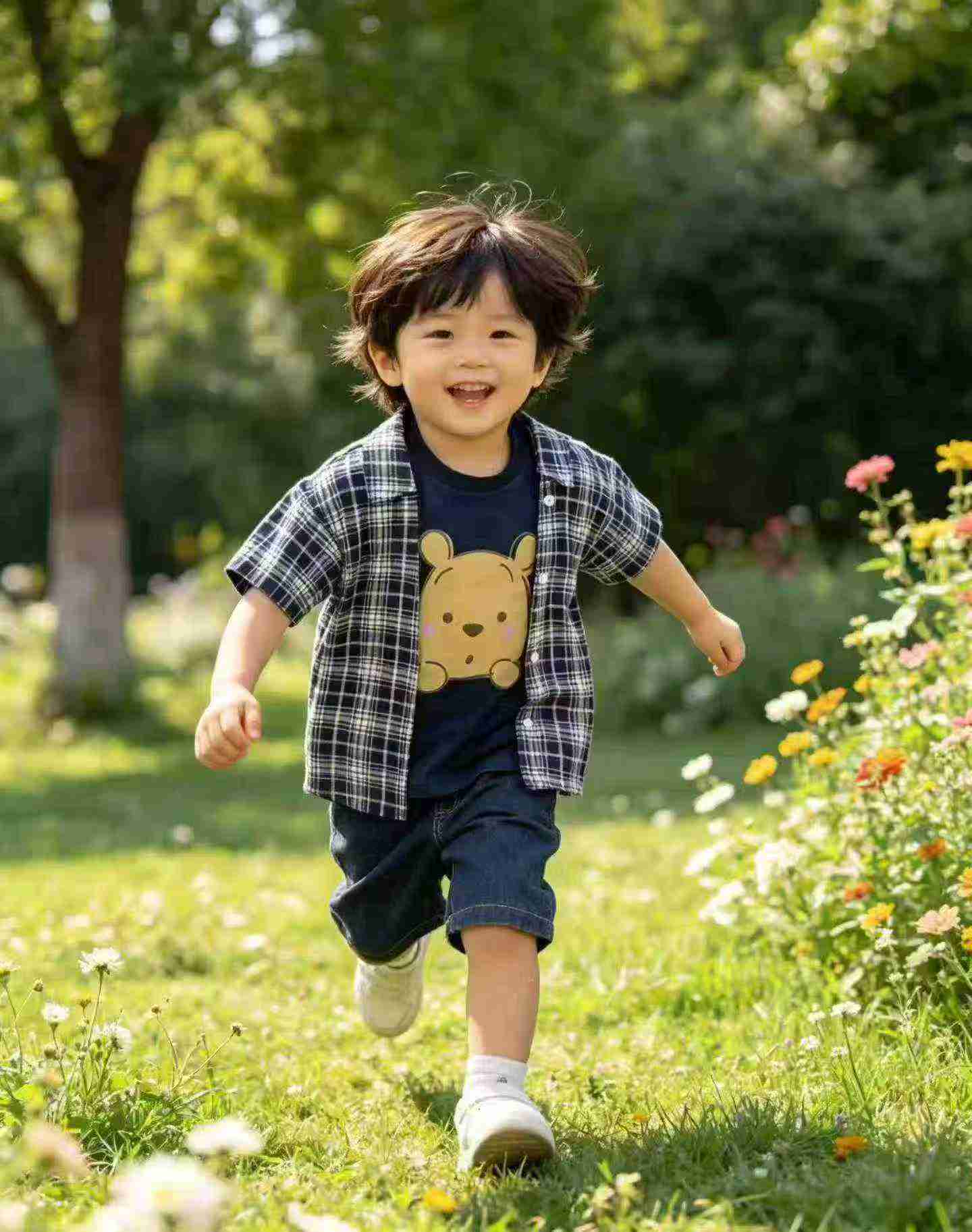 540 Pcs Summer Boys Cartoon Winnie The Pooh Fake Two-piece Short Sleeve T-Shirt - Image 1