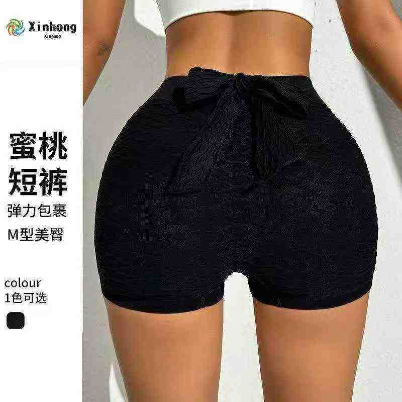 630件 女裝夏季高腰提臀蝴蝶結修身瑜伽短褲 - Image 1