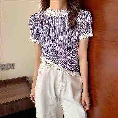 Summer New Rainbow Design Slim Fit Knitted Short Sleeve T-shirt, 750 Pieces - Image 1