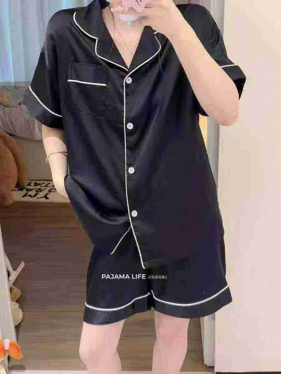 2170 Sets Premium Satin Short Sleeve Plus Size Summer Loose Pajama Sets - Image 1