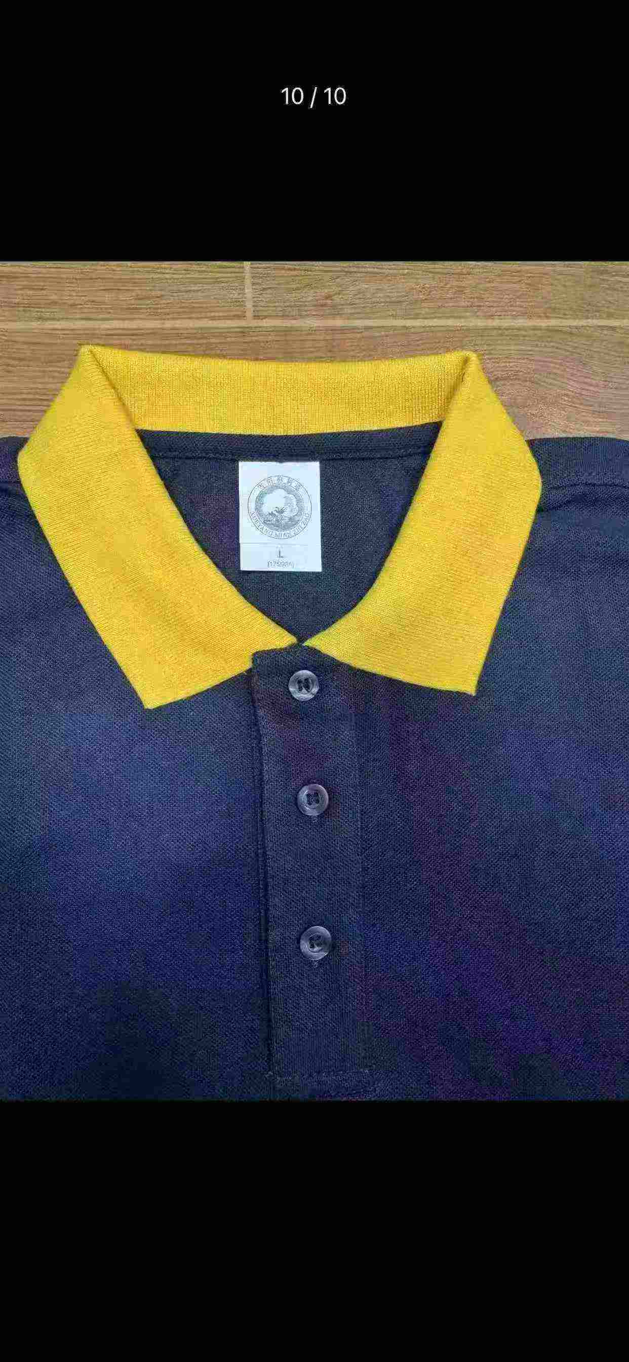 9650 Pièces de T-shirts pour hommes à col à manches courtes, Noir et Bleu roi, tailles M-3XL - Image 1