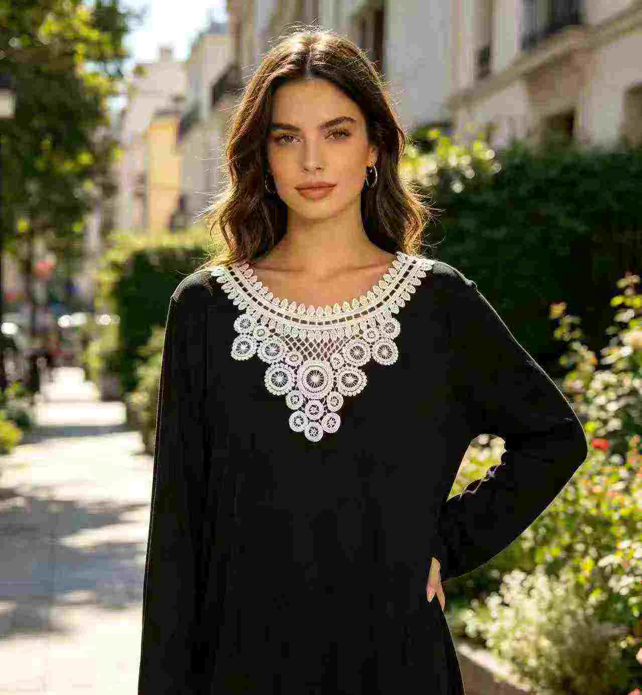 717 Peças Tops de Renda, Algodão Modal Plus Size Estilo Europeu e Americano CTY0019 - Image 1