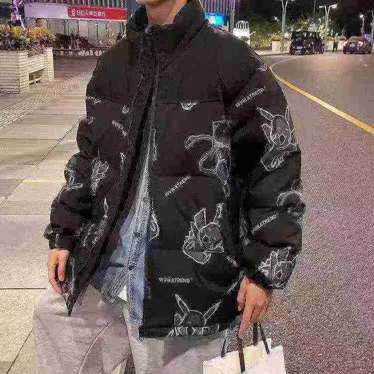 521 pièces de nouvelles doudounes de couple amples à col montant, de style hongkongais issu de la nouvelle tendance chinoise - Image 1