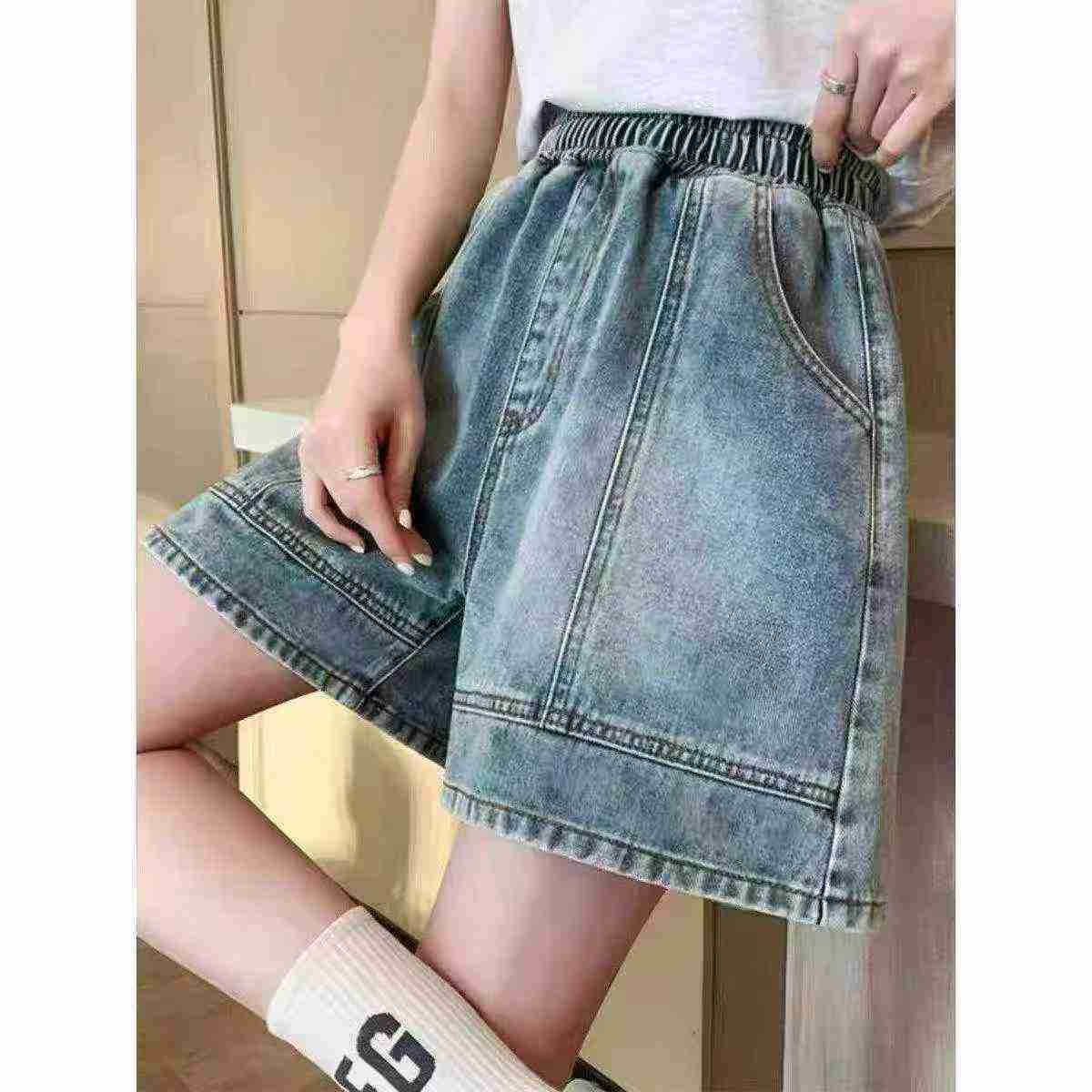 350PCS Kids Teens Elastic Waist Denim Shorts Sizes SML, Authentic Individual Pack - Image 1