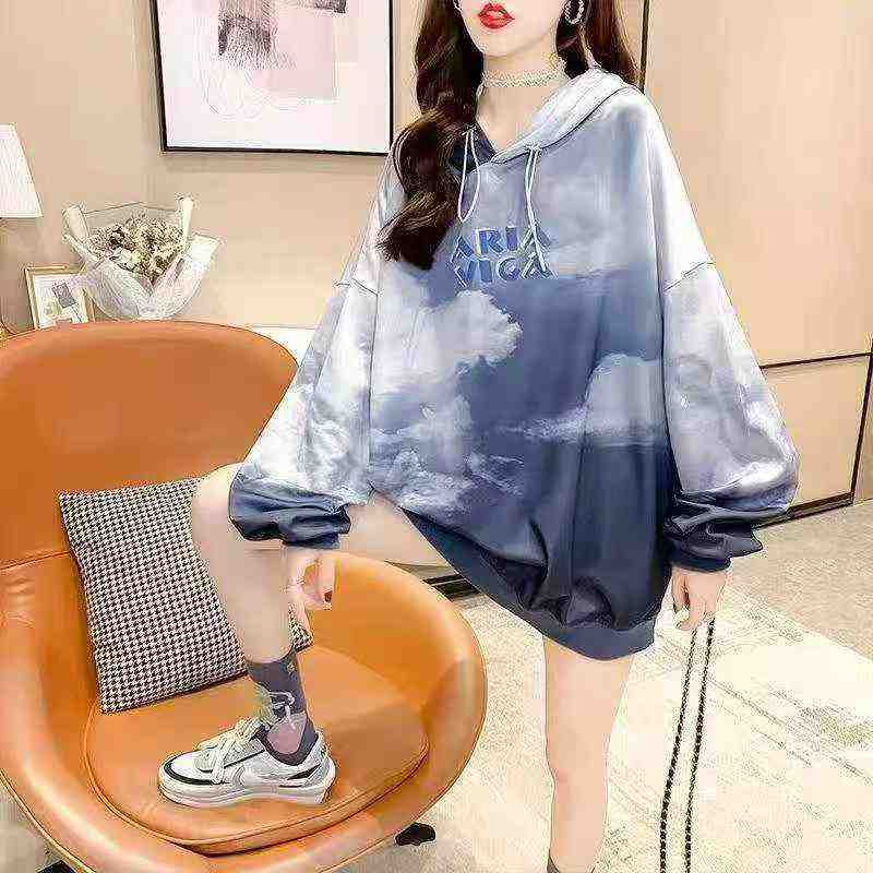 Sudadera con capucha sin felpa de nuevo estilo americano con diseño tie-dye para mujer, 684 piezas - Image 1