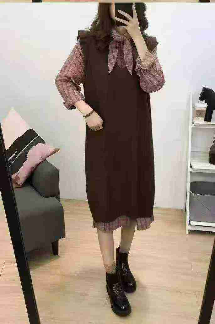 春秋新款甜美荷葉邊針織無袖背心洋裝，300件 - Image 1