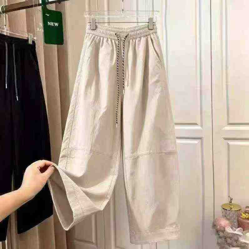 3200 Adet Yaz Kore Stili Yüksek Bel Düz Renk Geniş Paça Balon Pantolon - Image 1