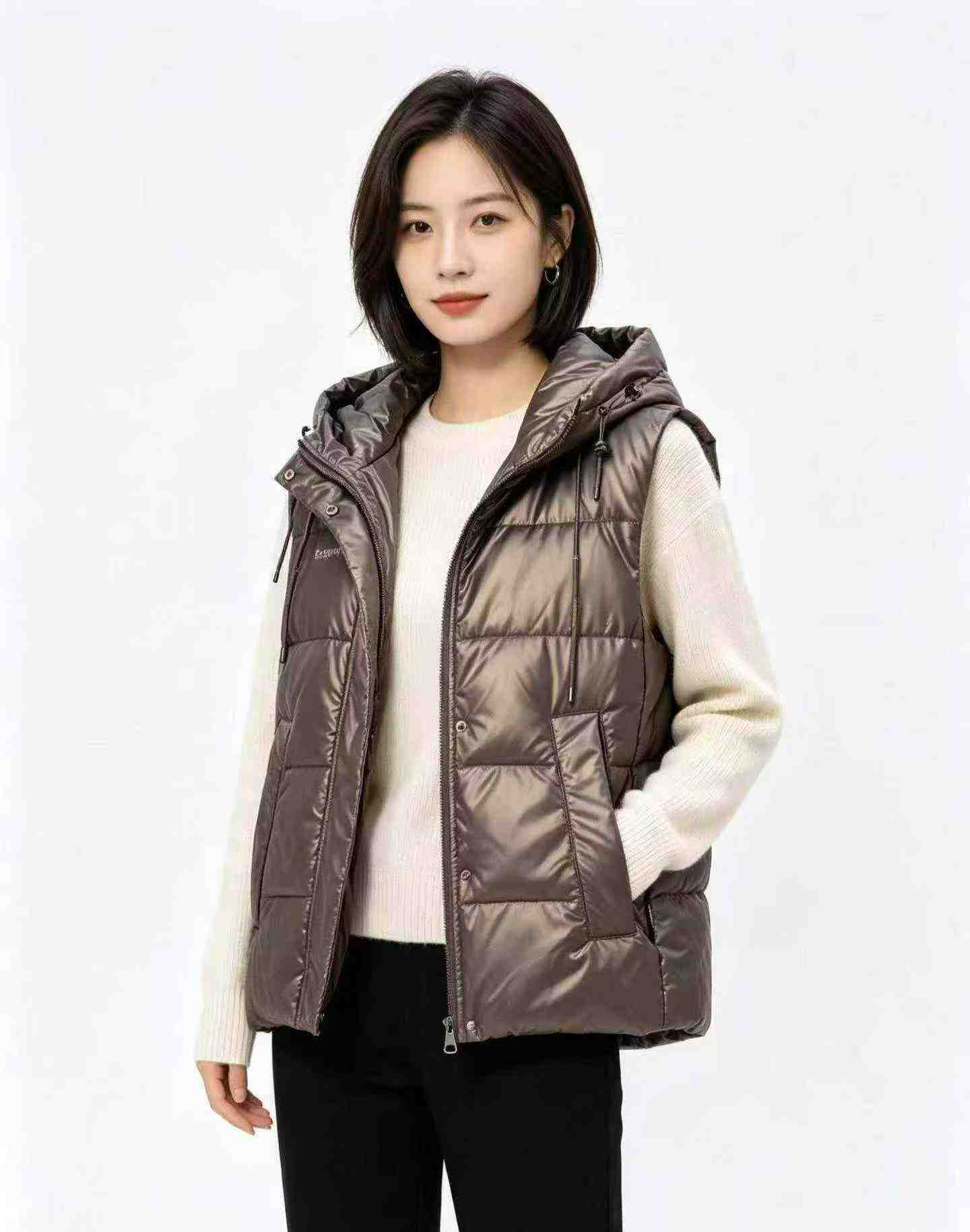 约1000件 男女同款连帽羽绒棉马甲 秋冬款 - Image 1