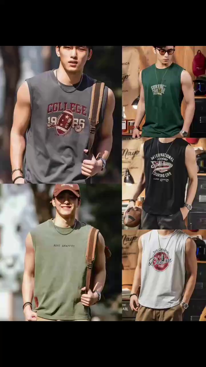 6800 Pcs Large Size Pure Cotton Men's Sleeveless Tank Tops Bulk Stock - Image 1