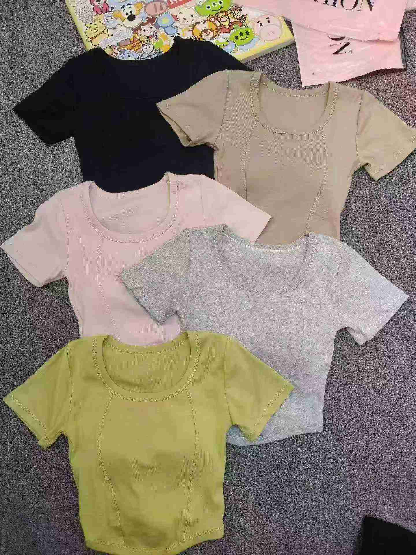 2480 Pcs 2026 Spring Summer New High Quality Women's Cropped Fishbone Short Sleeve T-Shirt - Image 1