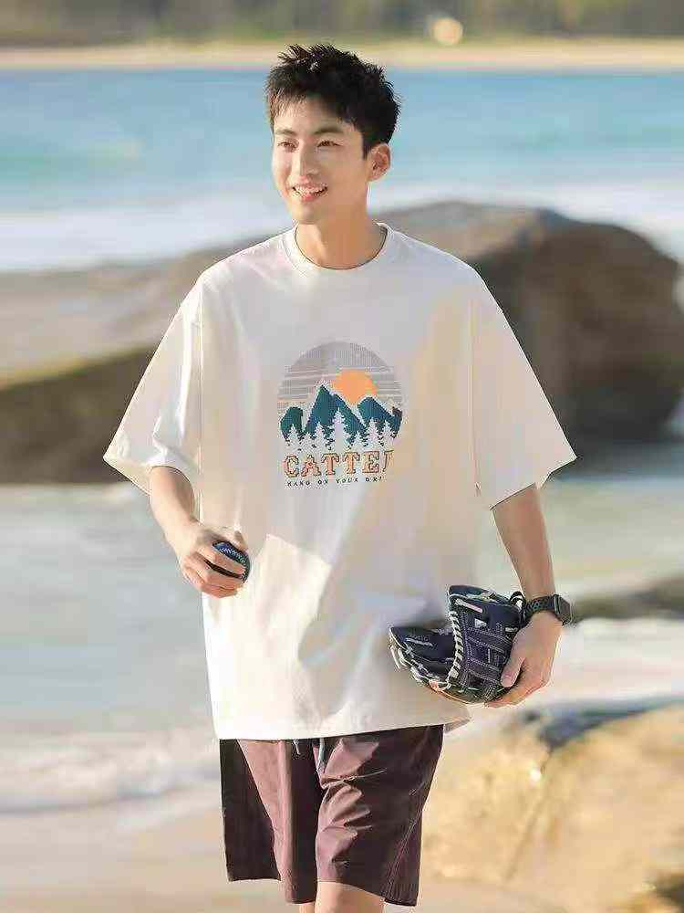2135 Pcs Streetwear Men's Loose Cotton T-Shirts - Image 1