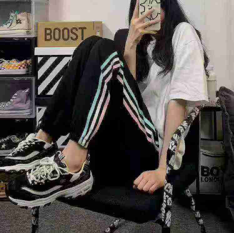 Women's Rainbow Three Stripe Loose Drawstring Jogger Pants About 458pcs - Image 1