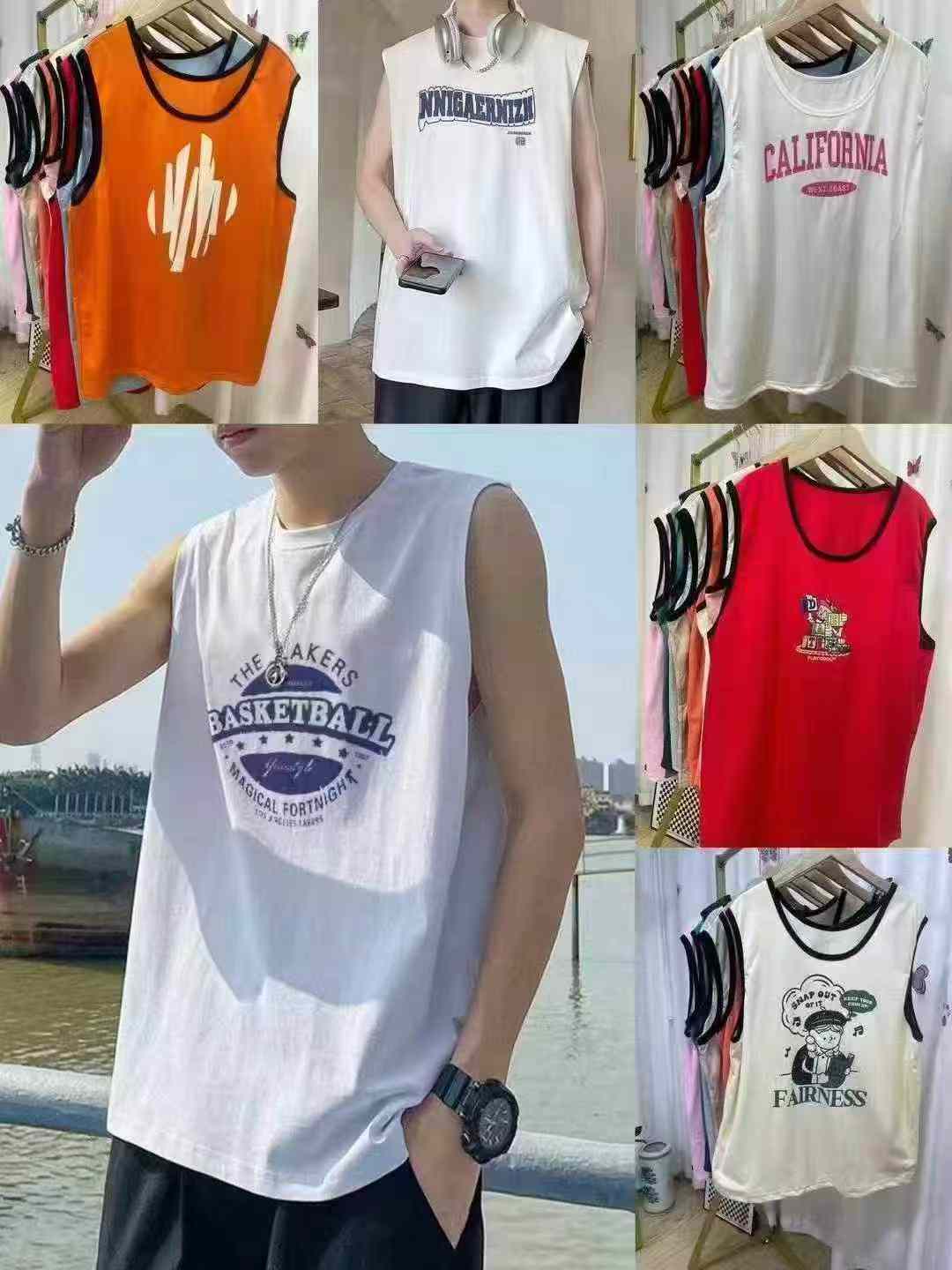 12000 Pieces Unisex Loose Large Size Long Cotton Vest Wholesale Clearance - Image 1