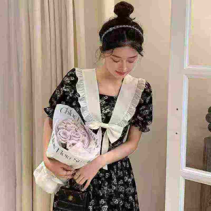 190 Pcs Doll Collar Floral Puff Sleeve Dresses - Image 1