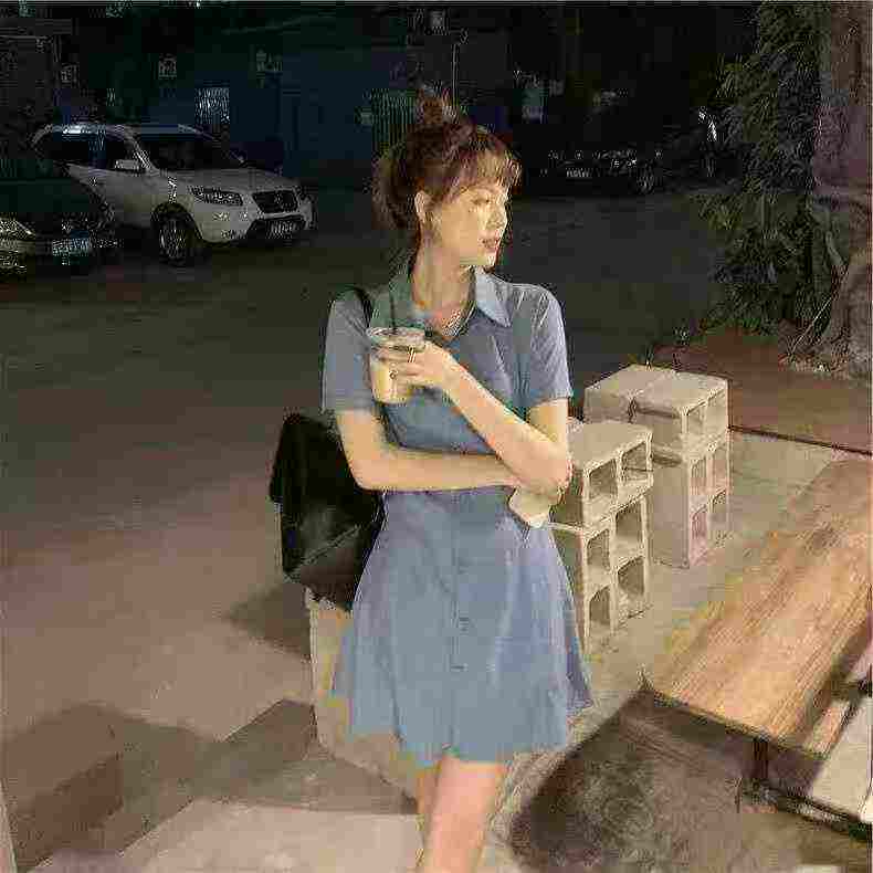 487 Pcs Women Polo Collar A-line Shirt Dress - Image 1
