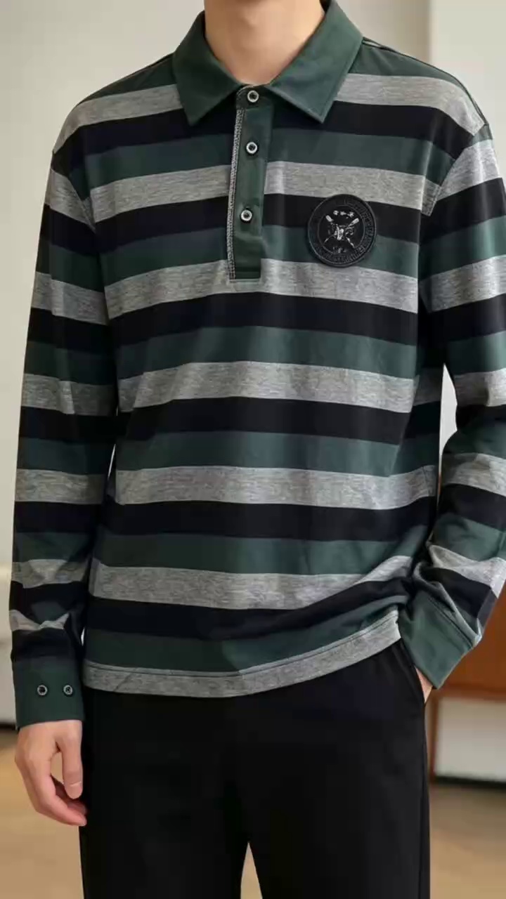 Around 110pcs High Quality Men's Long Sleeve Polo Shirts Stock Clearance - Image 1