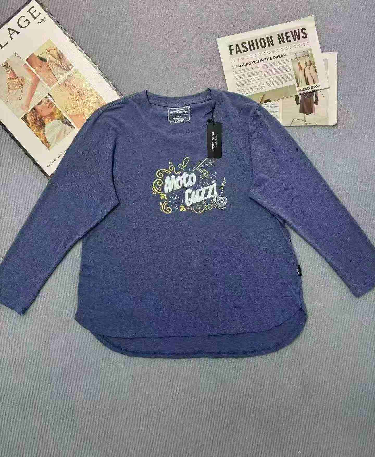 Camiseta de algodón de manga larga para mujer de marca de moda, 1054 piezas - Image 1