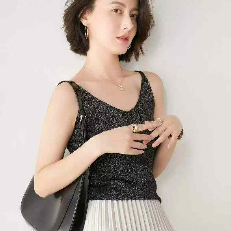 Kamisol Rajut Sutra Es Glitter Retro Musim Panas 310 Potong - Image 1