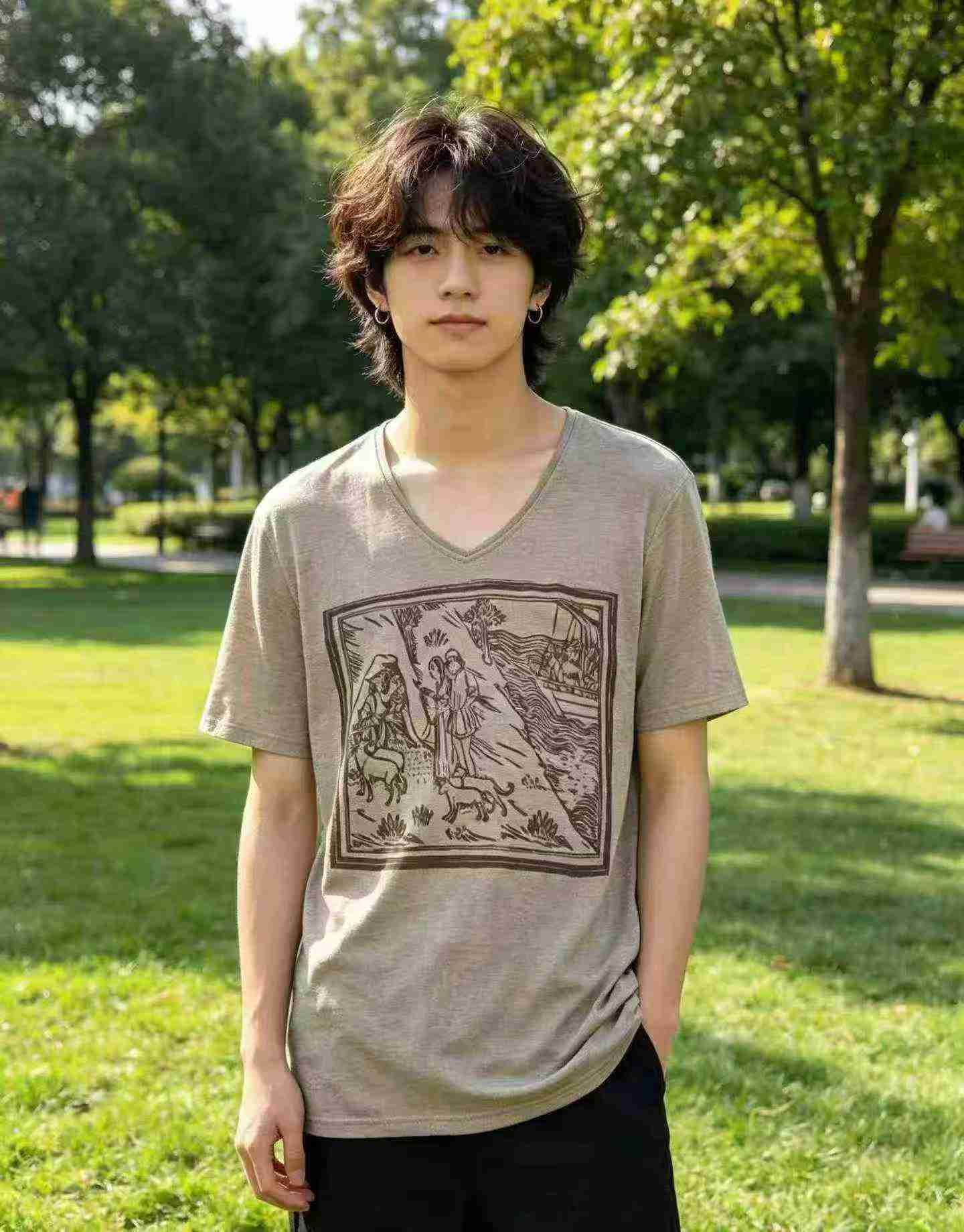 Vipande 252 vya T-shirt za majira ya joto, za kawaida, zenye shingo ya V, zinazofaa jinsia zote - Image 1