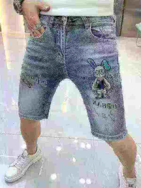 Men's Summer Trendy Stretch Denim Printed Embroidered Shorts 450PCS Wholesale - Image 1