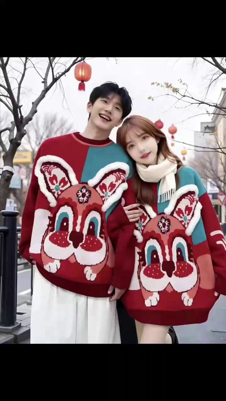 ยูนิเซ็กซ์ เสื้อสเวตเตอร์พูลโอเวอร์หนาพิเศษ ทรงหลวม ทอลายการ์ตูนจาการ์ด สต็อกขายส่งจำนวน 3430 ชิ้น - Image 2