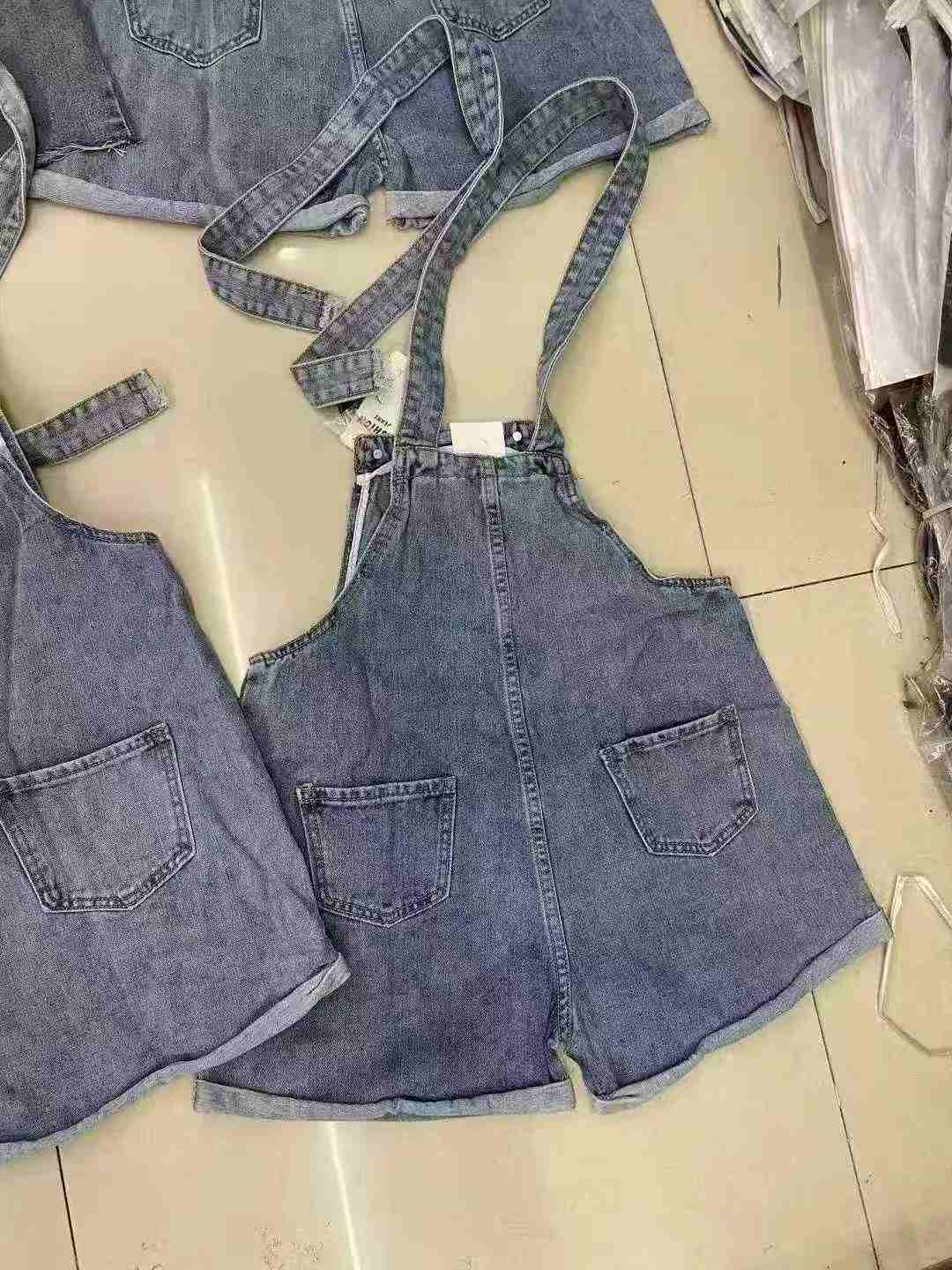 2000 Pcs Washed Mixed Denim Overall Shorts & Skirts Bulk Clearance Wholesale - Image 1