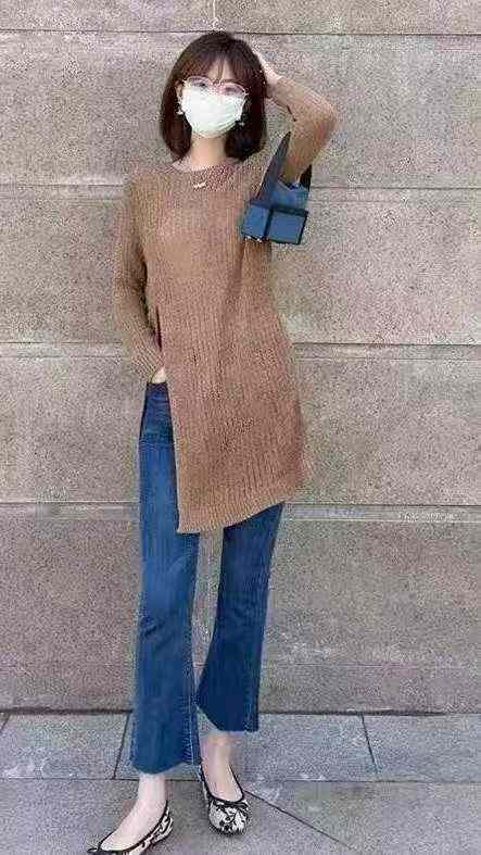 Brand Original Vintage Solid Loose Crew Neck Sweater, Size S-L, About 180 Pieces - Image 1